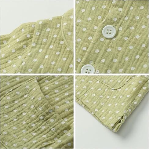 Mud Kingdom Girls Pajama Set with Pockets Cute Polka Dot Pjs Button Down Cotton Sleepwear Fall 12 Months- 6 Years in Saudi Arabia
