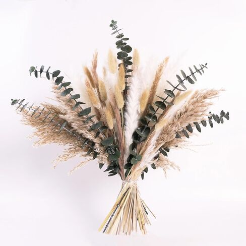 Natural Dried Pampas Grass Bouquet with Eucalyptus - Floral Arrangements for Home Office Wedding Centerpieces Rustic Boho Flowers Decor in Saudi Arabia