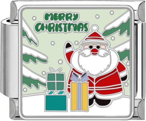 papasgix Italian Charms, Christmas Italian Charms 10mm*9mm Silver Italian Charm Bracelet Link Christmas Tree Santa Claus Christmas Tree Lights Snowman Italian Charm in Saudi Arabia