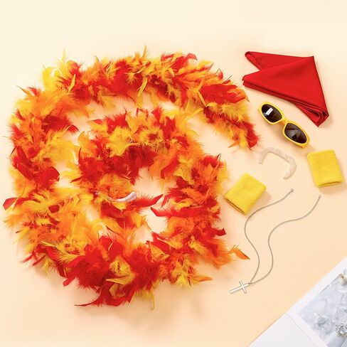 6PCS Halloween Wrestler Costume Accessories Adult Bandana Feather Boa Mustache Glasses Bracers Necklace Mens Cosplay in Saudi Arabia