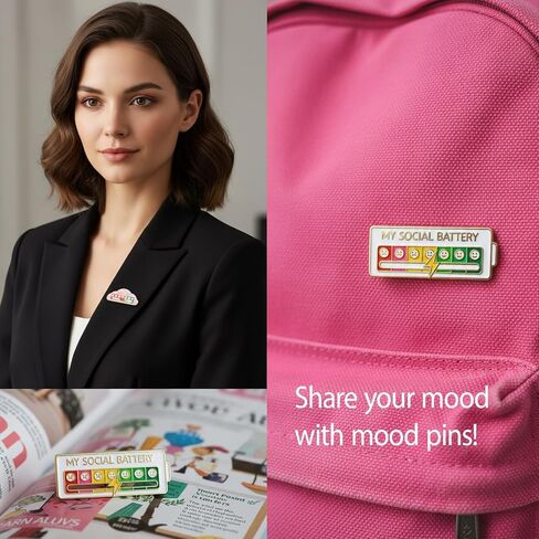 8 قطع من دبابيس البطارية الاجتماعية، دبوس منزلق للبطارية الاجتماعية، أشكال مربعة وسحابية في 4 ألوان، شارات مزاجية معبرة للارتداء اليومي in Kuwait