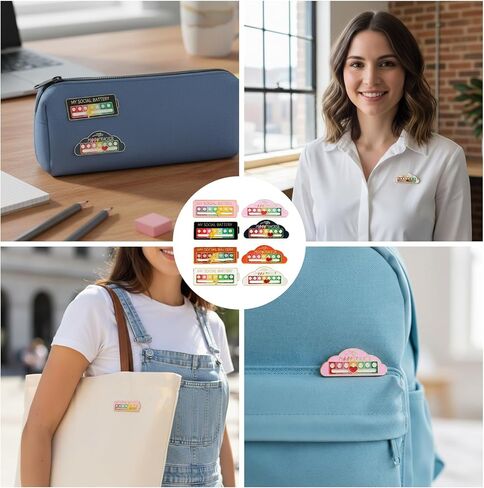 8 قطع من دبابيس البطارية الاجتماعية، دبوس منزلق للبطارية الاجتماعية، أشكال مربعة وسحابية في 4 ألوان، شارات مزاجية معبرة للارتداء اليومي in Kuwait