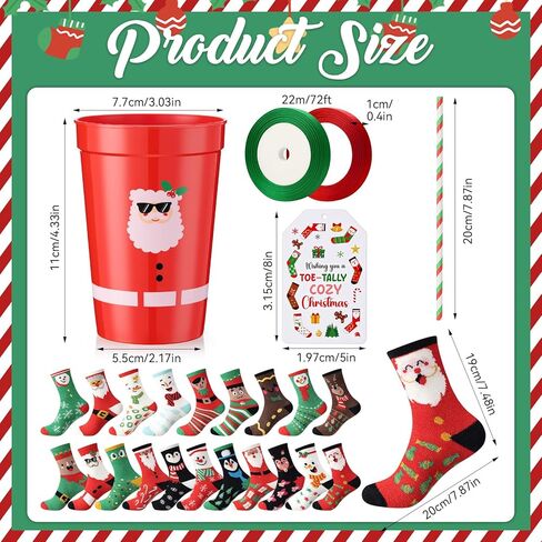 Newcotte 20 Pairs Christmas Fuzzy Cupcake Socks Gift for Women Men Fluffy Socks Bulk DIY Gift Xmas Winter Holiday in Saudi Arabia