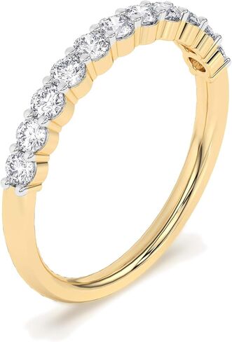 DEWBERRY 0.50 Ct Lab Grown Diamond 14K Gold Half Eternity Wedding Anniversary Stackable Ring Band for Women | Jewelry Birthday Gifts for her | FG Color VS Clarity | Size 4-11 in Saudi Arabia
