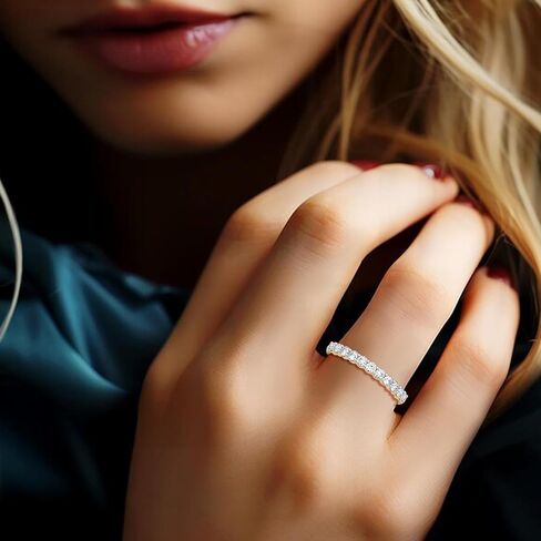 DEWBERRY 0.50 Ct Lab Grown Diamond 14K Gold Half Eternity Wedding Anniversary Stackable Ring Band for Women | Jewelry Birthday Gifts for her | FG Color VS Clarity | Size 4-11 in Saudi Arabia