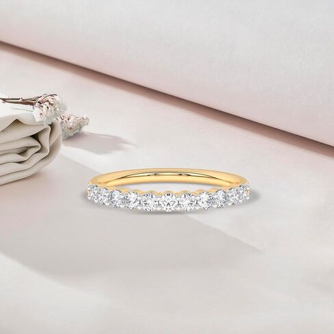DEWBERRY 0.50 Ct Lab Grown Diamond 14K Gold Half Eternity Wedding Anniversary Stackable Ring Band for Women | Jewelry Birthday Gifts for her | FG Color VS Clarity | Size 4-11 in Saudi Arabia
