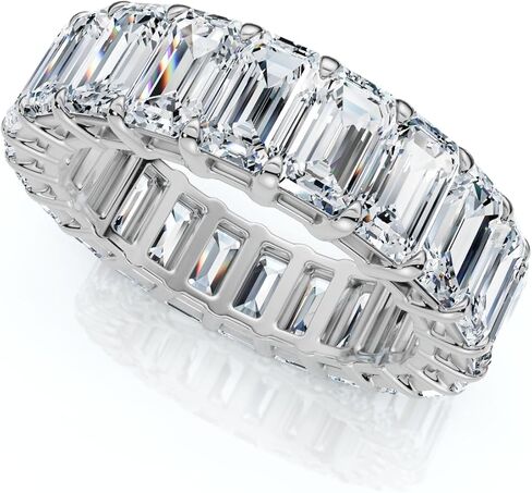 Pompeii 6Ct Emerald Cut Diamond Eternity Ring 14k Gold or Platinum Lab Grown (E/F,VS1-VS2) in Saudi Arabia