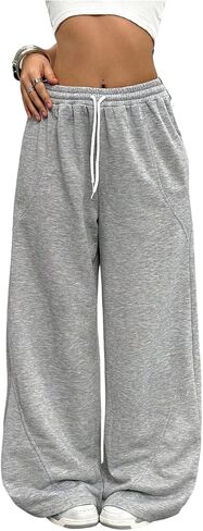 SHENHE Girl's Y2k Baggy Sweatpants Wide Leg Drawstring Sports Athletic Casual Loose Sweatpants in Saudi Arabia
