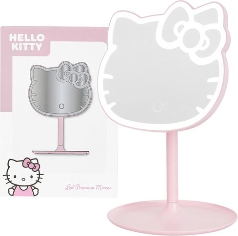 Get Trend Hello Kitty Sanrio LED Vanity Mirror with Lights for Women, Teens, Light Up Makeup Mirror for Desk, Room Decor, Kawaii Gifts for Women (Pink/Hello Kitty) in Kuwait