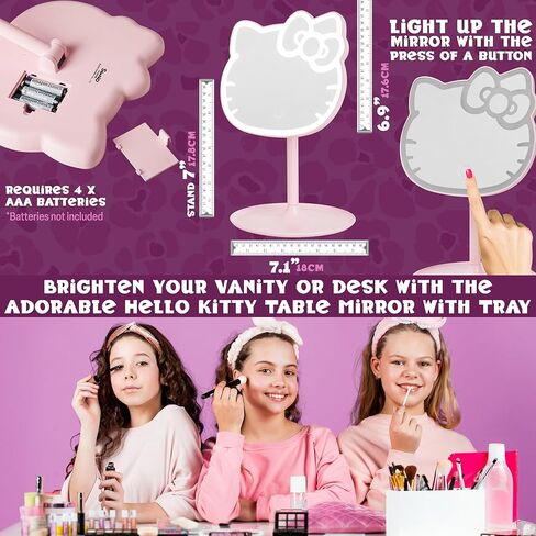 Get Trend Hello Kitty Sanrio LED Vanity Mirror with Lights for Women, Teens, Light Up Makeup Mirror for Desk, Room Decor, Kawaii Gifts for Women (Pink/Hello Kitty) in Kuwait