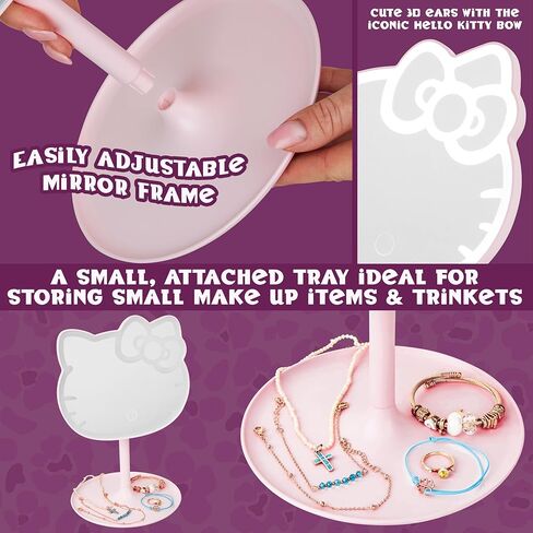 Get Trend Hello Kitty Sanrio LED Vanity Mirror with Lights for Women, Teens, Light Up Makeup Mirror for Desk, Room Decor, Kawaii Gifts for Women (Pink/Hello Kitty) in Kuwait