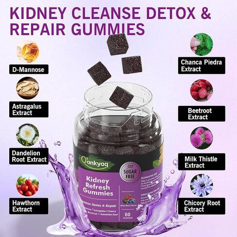 D mannose Gummies for Women, Kidney Cleanse Detox & Repair Gummies – Urinary Health & Kidney Stone* Support, Chewable D-mannose with Astragalus, Dandelion, Milk Thistle – Vegan, Sugar-Free, 60 cts in Saudi Arabia