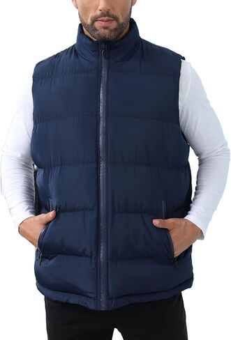 Men's Puffer Vest Winter Zipper Outerwear Vests Warm Water-Resistant Sleeveless Puffy Jackets in Saudi Arabia