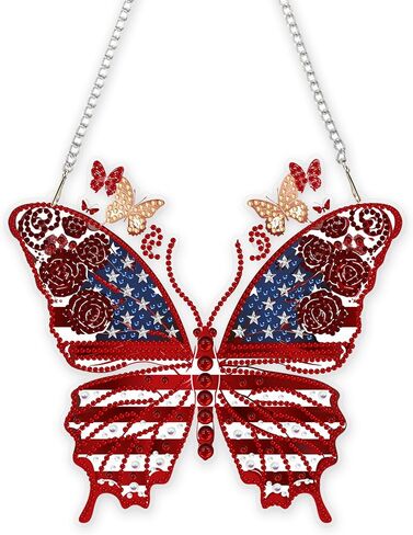 Eiflow Hanging Diamond Art Butterfly Kit, 7.8x7.0inch Animal Diamonds Painting Ornament for Adults, DIY Acrylic Board Gem Painting Kit in Kuwait