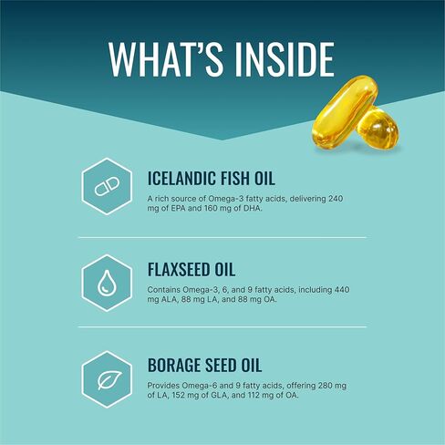 Approved Science Omega 3-6-9-2400mg Daily Blend of Fish, Flaxseed, and Borage Oils with Vitamin E - Wellness Support - Non-GMO, Mercury-Free - 120 Softgels - 2 Month Supply in Saudi Arabia