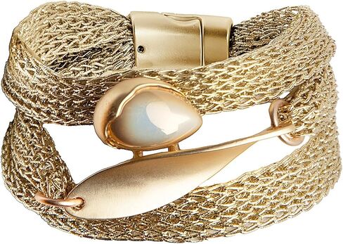 Gold Bracelet for Women Multi Chain Mesh Bracelet Wisted Orb Circle Disc Mesh Wrap bracelet for Women Statement Jewelry in Saudi Arabia