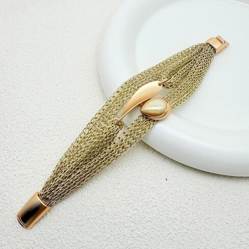 Gold Bracelet for Women Multi Chain Mesh Bracelet Wisted Orb Circle Disc Mesh Wrap bracelet for Women Statement Jewelry in Saudi Arabia