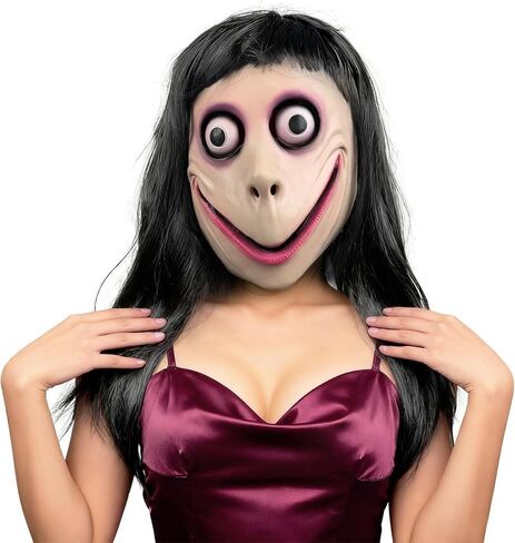 Long Hair MOMO Mask for Women, Scary Role Paly Face Masks with Long Wig for Cosplay Decor Party Props in Saudi Arabia