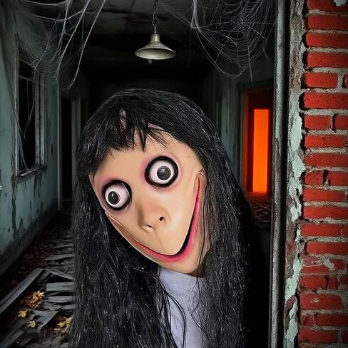 Long Hair MOMO Mask for Women, Scary Role Paly Face Masks with Long Wig for Cosplay Decor Party Props in Saudi Arabia
