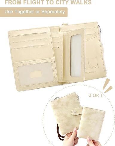 Passport Wallet for Travel, Luxury Vegan Leather RFID Blocking Passport Holder & luggage tag for Women Men, Wristlet Wallet with Zipper Pocket, Couple Travel Essentials in Saudi Arabia