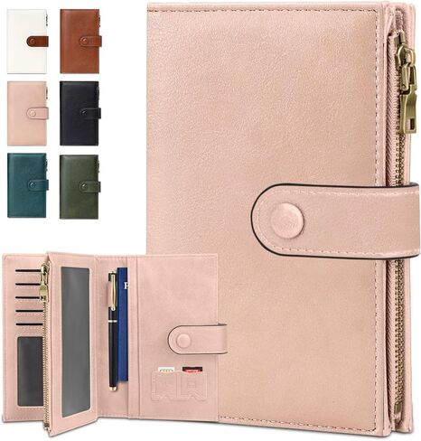 BKNOOU Passport Holder for Women and Man, Compact Travel Passport Wallet Rfid Blocking Passport Holder PU Leather Travel Wallet Trifold Clutch Wallet, Passport Cover Holds Cards, Tickets, Cash and Pen in Saudi Arabia