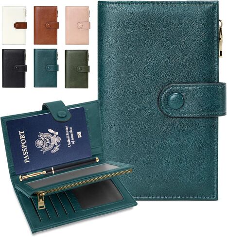 BKNOOU Passport Holder for Women and Man, Compact Travel Passport Wallet Rfid Blocking Passport Holder PU Leather Travel Wallet Trifold Clutch Wallet, Passport Cover Holds Cards, Tickets, Cash and Pen in Saudi Arabia