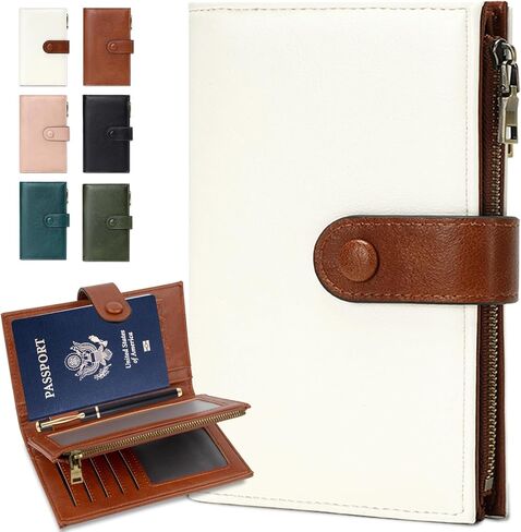 BKNOOU Passport Holder for Women and Man, Compact Travel Passport Wallet Rfid Blocking Passport Holder PU Leather Travel Wallet Trifold Clutch Wallet, Passport Cover Holds Cards, Tickets, Cash and Pen in Saudi Arabia