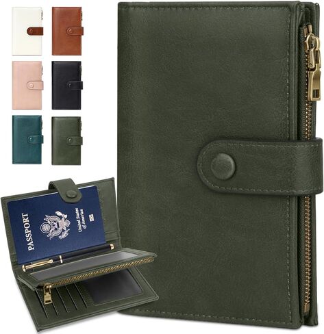 BKNOOU Passport Holder for Women and Man, Compact Travel Passport Wallet Rfid Blocking Passport Holder PU Leather Travel Wallet Trifold Clutch Wallet, Passport Cover Holds Cards, Tickets, Cash and Pen in Saudi Arabia