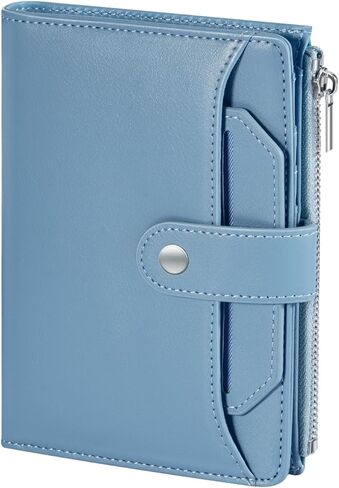 Dadanism RFID Blocking Passport and Credit Card Holder, Pu Leather Slim Passport Cover with Zipper Coin Pocket, Small Wallets for Man & Women, Essentials for Travel and Business Trips, Blue in Kuwait