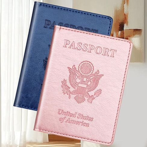 2-Pack Passport Holder Wallet for Women and Men, Travel Essentials for Family, Cruise Ship Must-Haves(Black Dark Blue) in Saudi Arabia