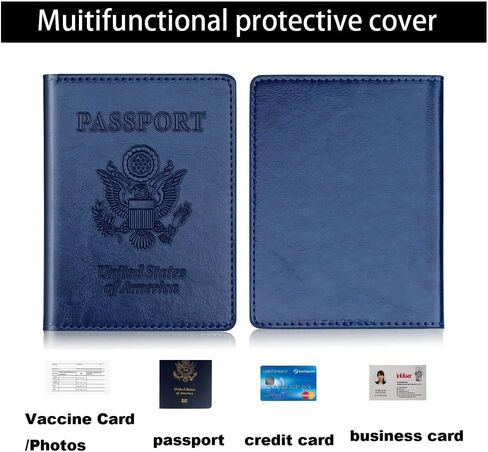 2-Pack Passport Holder Wallet for Women and Men, Travel Essentials for Family, Cruise Ship Must-Haves(Black Dark Blue) in Saudi Arabia