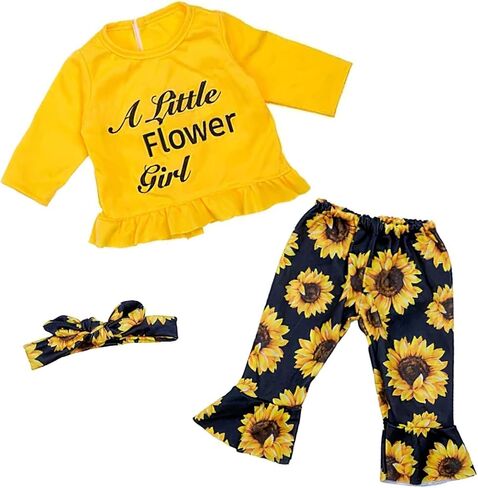 BABESIDE 3 Pcs Reborn Baby Doll Clothes Set for 17-22 Inch Dolls, Sunflowers Pattern Baby Doll Clothes Doll Accessories Set with Doll Headband for Realistic Baby Doll Girls, Yellow & Black in Saudi Arabia