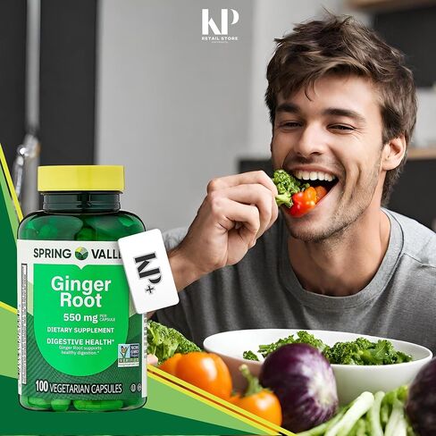 جذر الزنجبيل، 550 مجم، مكمل غذائي، كبسولات جذر الزنجبيل، 100 كبسولة in Kuwait