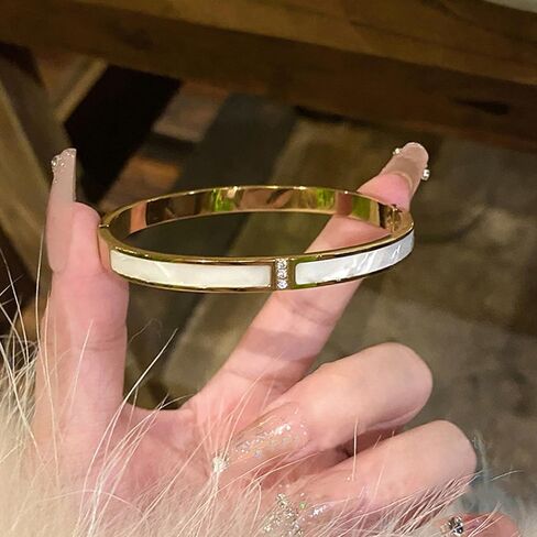 2pcs Gold Bangle Bracelets for Women, 18K Gold Plated Stacking Bracelet Set with Cubic Zirconia, Jewelry Gift in Saudi Arabia