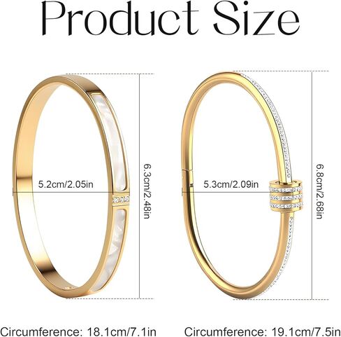 2pcs Gold Bangle Bracelets for Women, 18K Gold Plated Stacking Bracelet Set with Cubic Zirconia, Jewelry Gift in Saudi Arabia