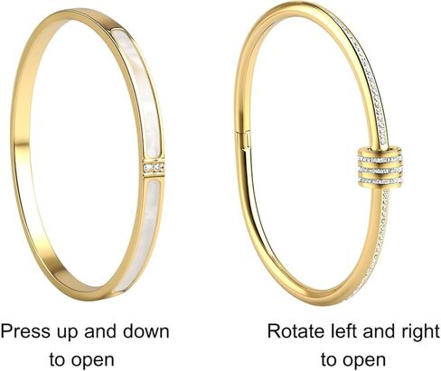 2pcs Gold Bangle Bracelets for Women, 18K Gold Plated Stacking Bracelet Set with Cubic Zirconia, Jewelry Gift in Saudi Arabia
