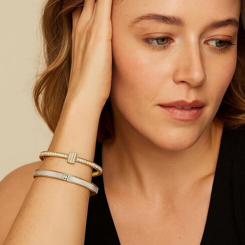 2pcs Gold Bangle Bracelets for Women, 18K Gold Plated Stacking Bracelet Set with Cubic Zirconia, Jewelry Gift in Saudi Arabia