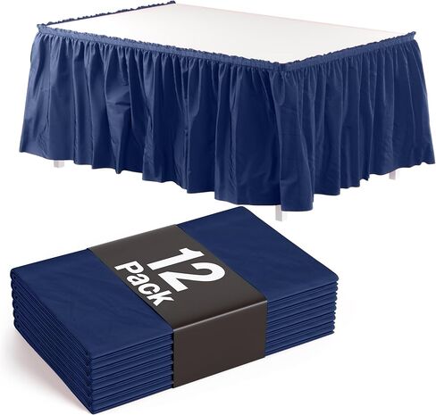 Exquisite Black Table Skirt 6 Pack 29" X 14' Disposable Plastic Table Skirts for Rectangle Tables 6ft + or Round Tables - Ruffle Table Skirt with Adhesive Strip - Gender Reveal Decor & Party in Kuwait