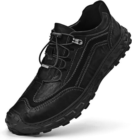 Men's Lightweight Waterproof Hiking Shoes Comfortable Leather Non-Slip Platform Slip On Trekking Trail Shoes Casual Fashion Outdoor Walking Work Sneakers in Saudi Arabia