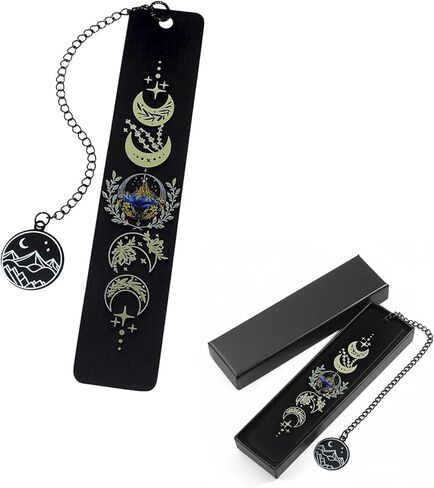 Acotar Creative Inspirational Bookmark - Stainless Steel Moon and Mountains Bookmarks with Chain Tassel, Reading Office Gift for Men Women Book Lovers (Mountain Moon 5) in Kuwait