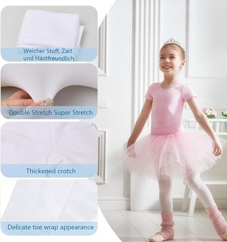 Ballet Dance Tights for Girls, 3 Pairs, Plain Tight Footed Ballet Dance, Ultra Soft Footed Tights Leggings, Dance Sockings Ballets Tight for Girl Women M in Saudi Arabia