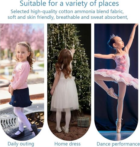 Ballet Dance Tights for Girls, 3 Pairs, Plain Tight Footed Ballet Dance, Ultra Soft Footed Tights Leggings, Dance Sockings Ballets Tight for Girl Women M in Saudi Arabia