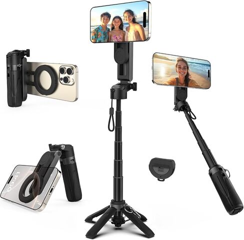Takerers Portable Selfie Stick Tripod with Remote【Pocket Size】 4-in-1 Extendable Cell Phone Tripod【360° Rotation】 Mini Selfie Stick for iPhone Android Phone Holder for Video Recording Live Streaming in Kuwait