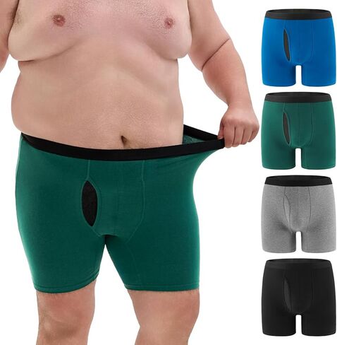 ملابس داخلية رجالية كبيرة وطويلة XL-5XL ملابس داخلية قطنية قابلة للتمدد ماصة للرطوبة سراويل داخلية ناعمة 4 عبوات in Kuwait