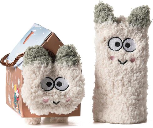 HHUQ Birthday Gifts for Women, Mothers Day Gifts for Mom, Warm and Cozy Gifts for Friends Teacher Sister Bestie Girlfriend Coworkers Wife Daughter Grandma Aunt, Cute Fuzzy Animal Fuzzy Socks in Saudi Arabia