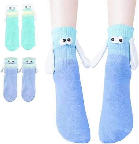 زوجان من الجوارب المغناطيسية التي تمسك الأيدي، جوارب مضحكة ومجنونة سخيفة، هدايا عيد الميلاد للمراهقين والأزواج أفضل صديق in Kuwait