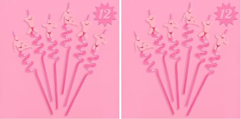 xo, Fetti Bachelorette Party Pink Reusable Straw Set - 12 pc | Male Dancer Stripper Bach Party Decoration, Bridal Shower Supplies, Bridesmaid Favor, Bride to Be Gift, Engagement Drinkware in Saudi Arabia