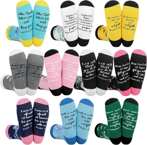 10/20/30 Pairs Christian Socks with Inspirational Words Christian Gifts Religious Jesus Bible Verse Socks for Women in Saudi Arabia