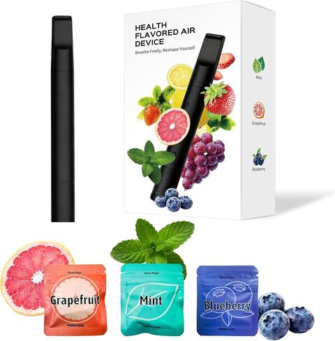 Natural Herbal Air Stick, Replace Bad Habit Air Device with 3 Flavors Cores, Air Diffuser Smokeless Inhaler with Mint, Blueberry & Grapefruit Flavor Packs in Saudi Arabia