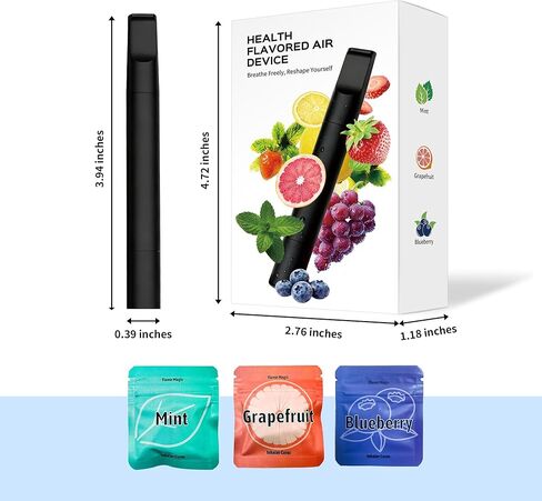 Natural Herbal Air Stick, Replace Bad Habit Air Device with 3 Flavors Cores, Air Diffuser Smokeless Inhaler with Mint, Blueberry & Grapefruit Flavor Packs in Saudi Arabia